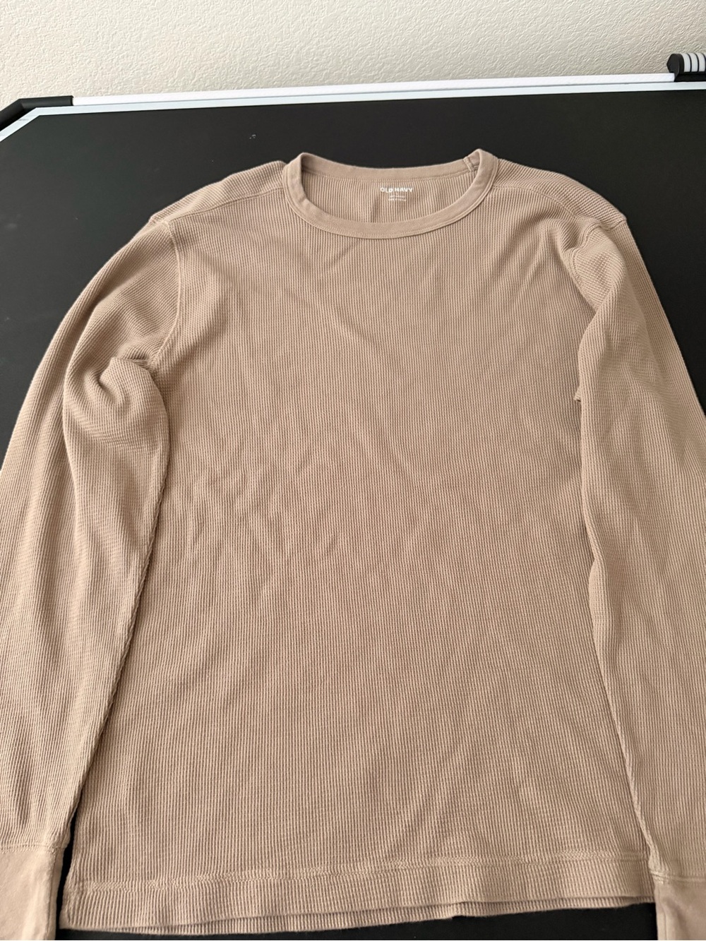 Old Navy Men's Long Sleeve Waffle Knit Shirt - Tan